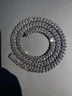 BLACK MOISSANITE 8mm Real Miami Cuban Link Prong Chain Iced Black Rhodium Over 925 Silver Necklace -Harlem Bling Shop harlembling black moissanite 8mm real miami cuban link prong chain iced black rhodium over 925 silver necklace 50974.1703827793