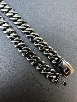 BLACK MOISSANITE 8mm Real Miami Cuban Link Prong Chain Iced Black Rhodium Over 925 Silver Necklace -Harlem Bling Shop harlembling black moissanite 8mm real miami cuban link prong chain iced black rhodium over 925 silver necklace 53417.1703827812
