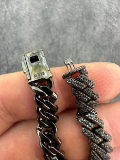 BLACK MOISSANITE 8mm Real Miami Cuban Link Prong Chain Iced Black Rhodium Over 925 Silver Necklace -Harlem Bling Shop harlembling black moissanite 8mm real miami cuban link prong chain iced black rhodium over 925 silver necklace 57950.1703827796