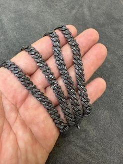 BLACK MOISSANITE 8mm Real Miami Cuban Link Prong Chain Iced Black Rhodium Over 925 Silver Necklace -Harlem Bling Shop harlembling black moissanite 8mm real miami cuban link prong chain iced black rhodium over 925 silver necklace 75039.1703827789