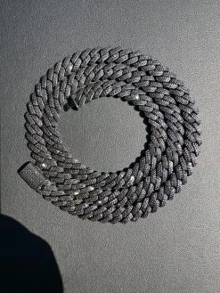 BLACK MOISSANITE 8mm Real Miami Cuban Link Prong Chain Iced Black Rhodium Over 925 Silver Necklace -Harlem Bling Shop harlembling black moissanite 8mm real miami cuban link prong chain iced black rhodium over 925 silver necklace 82009.1703827804