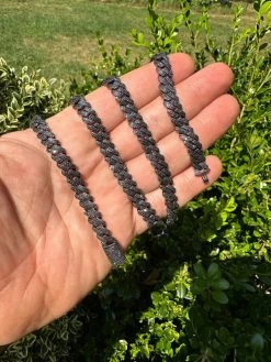 BLACK MOISSANITE 8mm Real Miami Cuban Link Prong Chain Iced Black Rhodium Over 925 Silver Necklace -Harlem Bling Shop harlembling black moissanite 8mm real miami cuban link prong chain iced black rhodium over 925 silver necklace 95426.1703827792