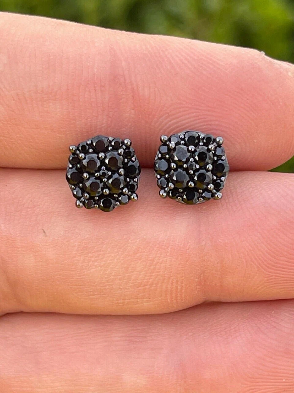 Black Moissanite 925 Silver Hip Hop Earrings Cluster Studs Pass Diamond Tester 4 Black Moissanite 925 Silver Hip Hop Earrings Cluster Studs Pass Diamond Tester - Image 2