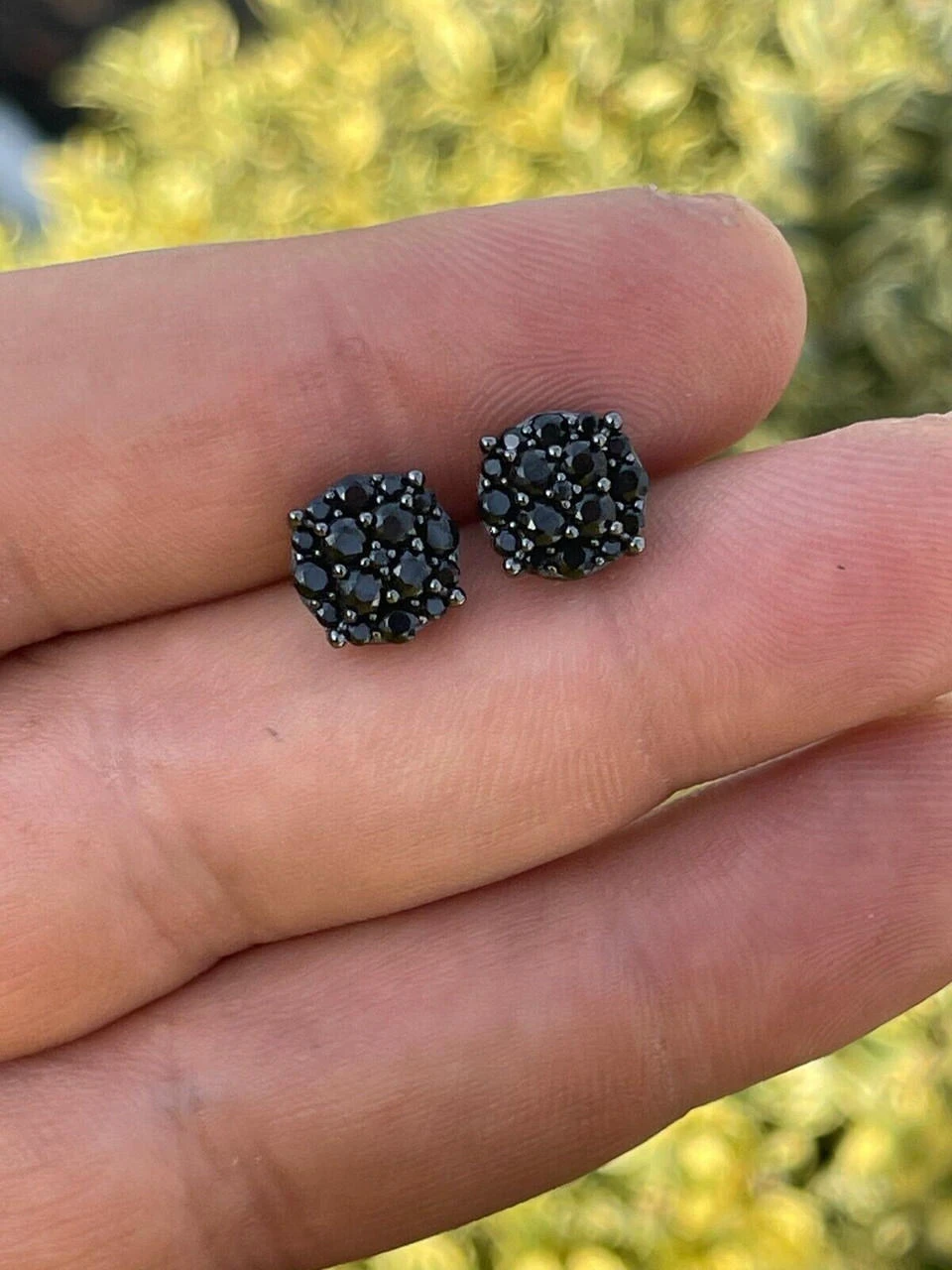 Black Moissanite 925 Silver Hip Hop Earrings Cluster Studs Pass Diamond Tester 15 Black Moissanite 925 Silver Hip Hop Earrings Cluster Studs Pass Diamond Tester - Image 13