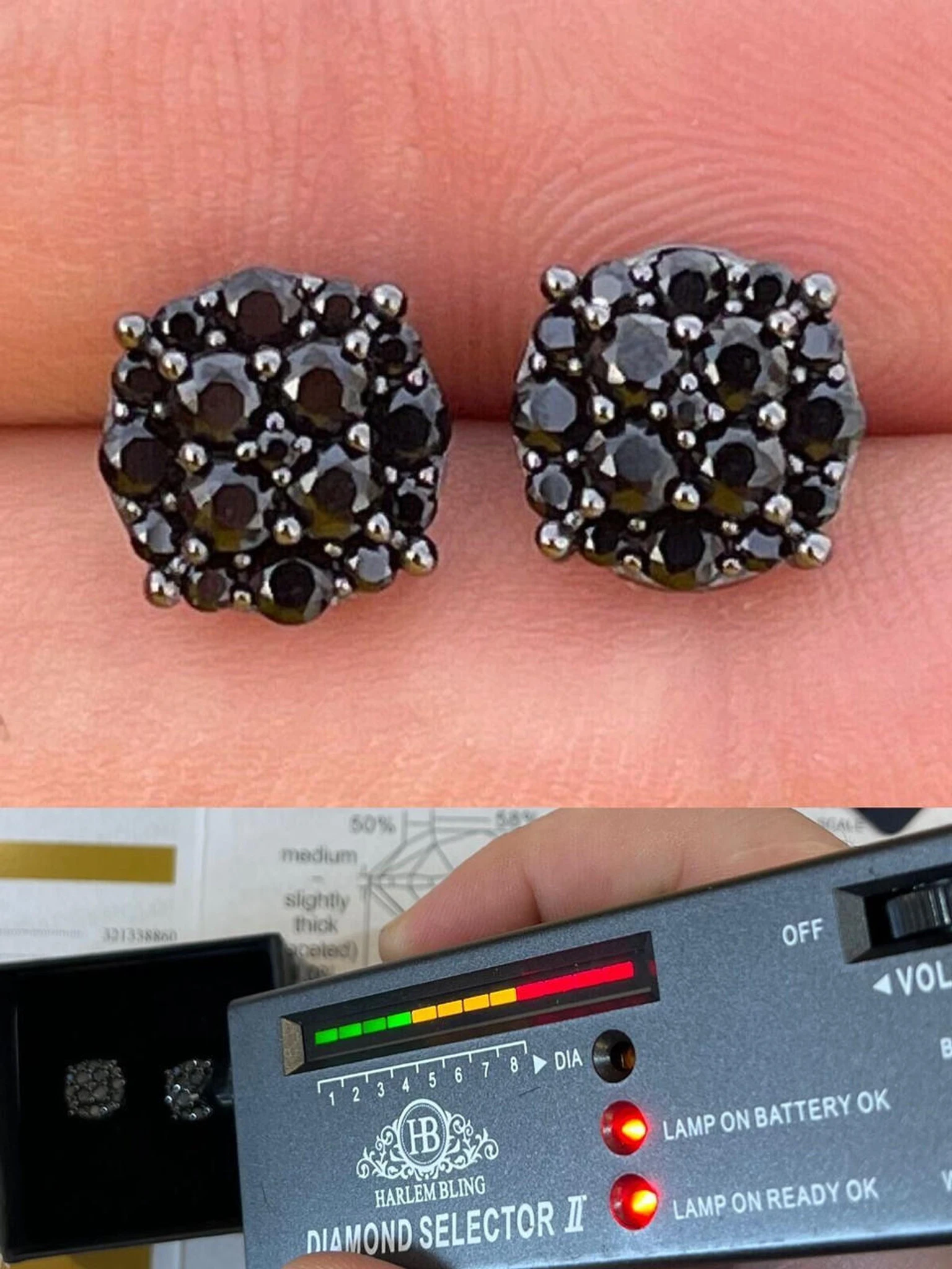 Black Moissanite 925 Silver Hip Hop Earrings Cluster Studs Pass Diamond Tester 3 Black Moissanite 925 Silver Hip Hop Earrings Cluster Studs Pass Diamond Tester