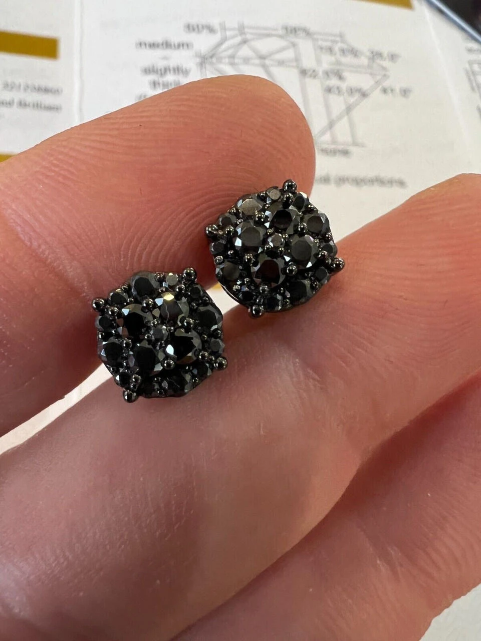 Black Moissanite 925 Silver Hip Hop Earrings Cluster Studs Pass Diamond Tester 6 Black Moissanite 925 Silver Hip Hop Earrings Cluster Studs Pass Diamond Tester - Image 4