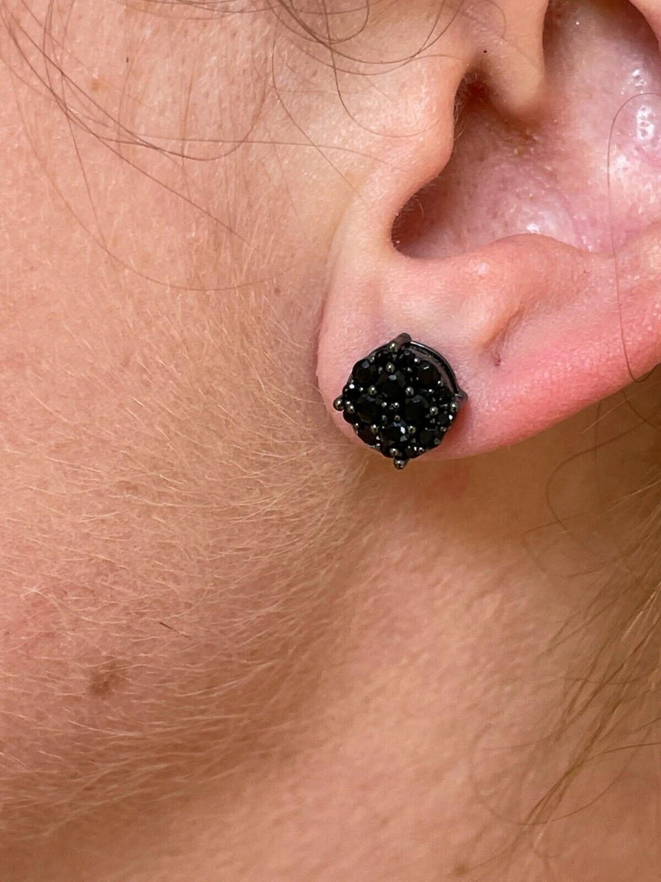 Black Moissanite 925 Silver Hip Hop Earrings Cluster Studs Pass Diamond Tester 7 Black Moissanite 925 Silver Hip Hop Earrings Cluster Studs Pass Diamond Tester - Image 5