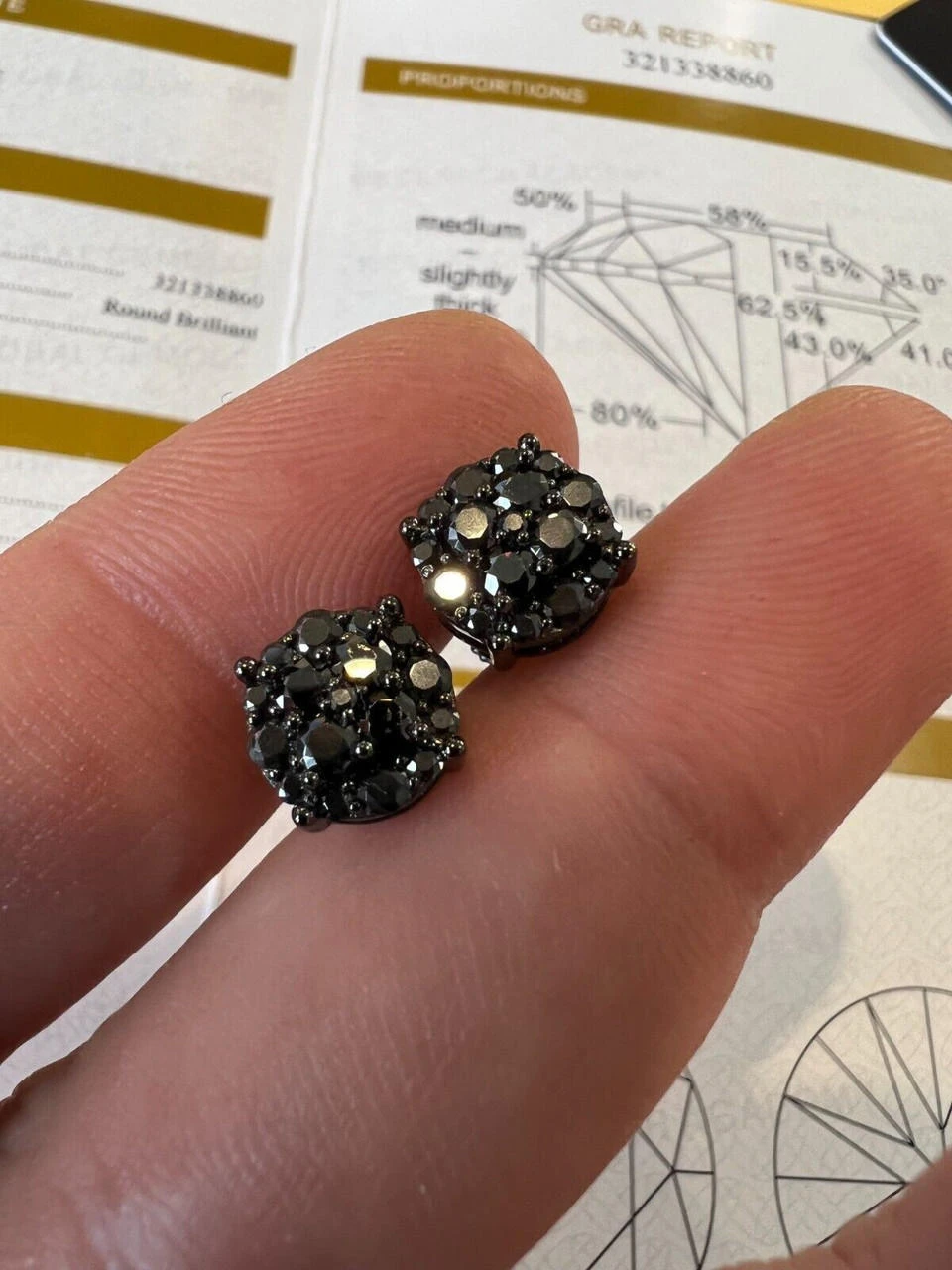 Black Moissanite 925 Silver Hip Hop Earrings Cluster Studs Pass Diamond Tester 18 Black Moissanite 925 Silver Hip Hop Earrings Cluster Studs Pass Diamond Tester - Image 16