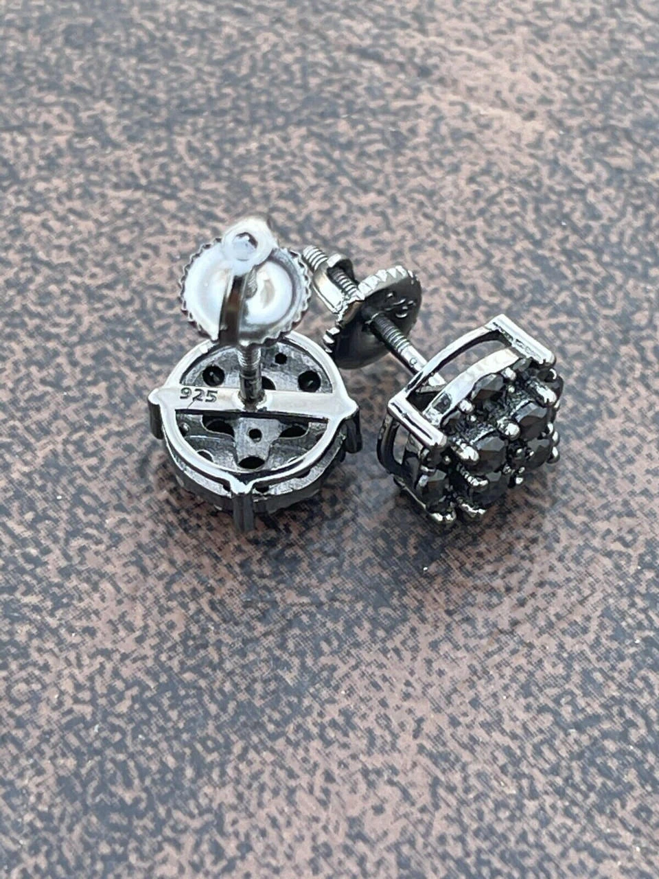 Black Moissanite 925 Silver Hip Hop Earrings Cluster Studs Pass Diamond Tester 10 Black Moissanite 925 Silver Hip Hop Earrings Cluster Studs Pass Diamond Tester - Image 8