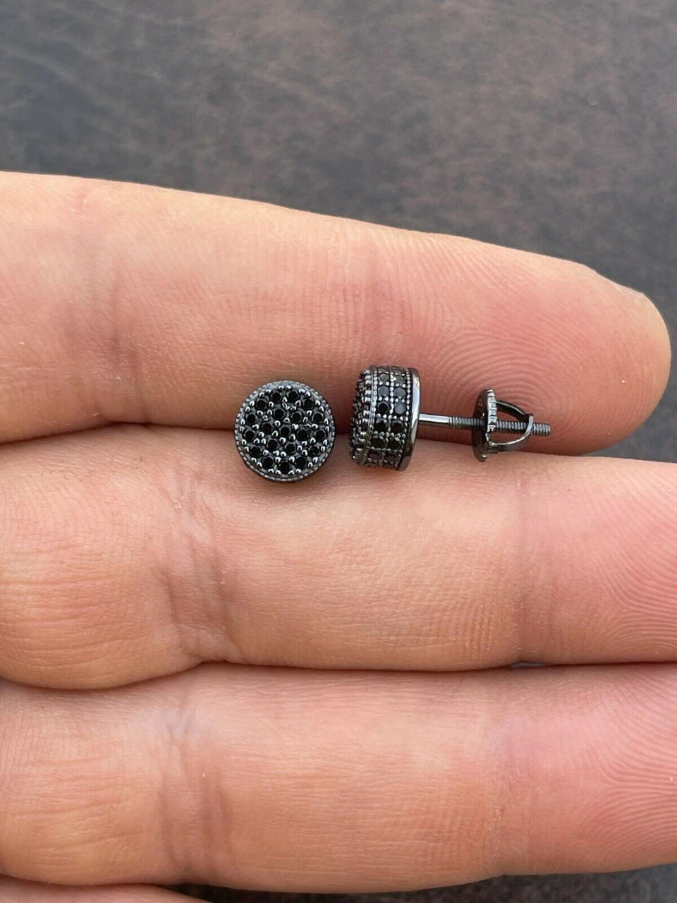 Black Moissanite 925 Silver Hip Hop Earrings Small Round Studs Pass Diamond Test 5 Black Moissanite 925 Silver Hip Hop Earrings Small Round Studs Pass Diamond Test - Image 3