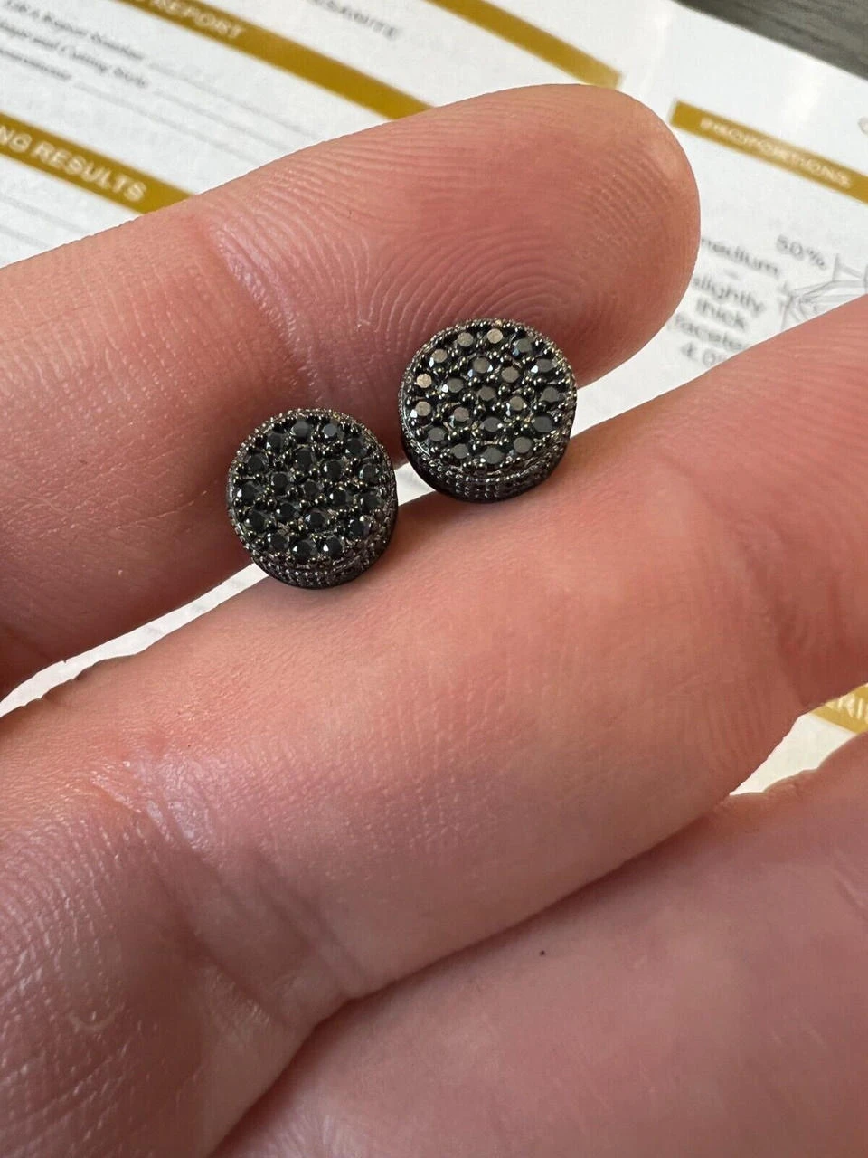 Black Moissanite 925 Silver Hip Hop Earrings Small Round Studs Pass Diamond Test 4 Black Moissanite 925 Silver Hip Hop Earrings Small Round Studs Pass Diamond Test - Image 2