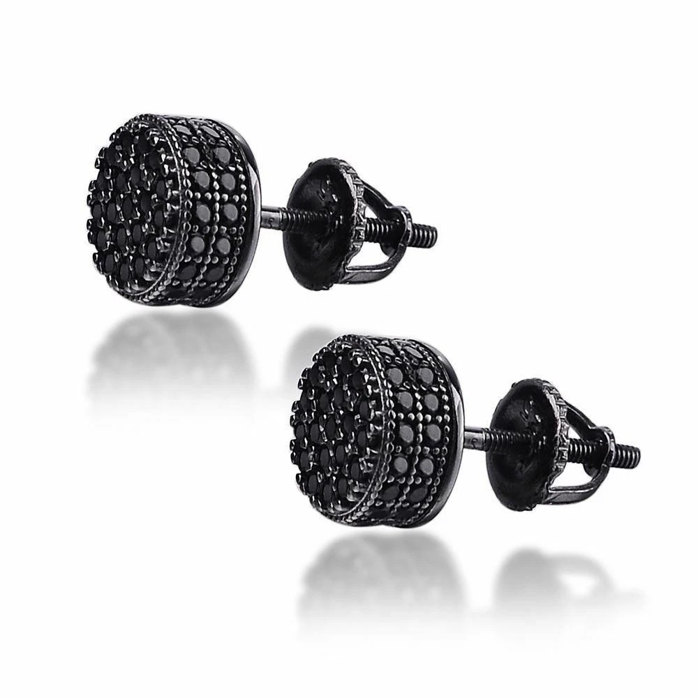 Black Moissanite 925 Silver Hip Hop Earrings Small Round Studs Pass Diamond Test 6 Black Moissanite 925 Silver Hip Hop Earrings Small Round Studs Pass Diamond Test - Image 4