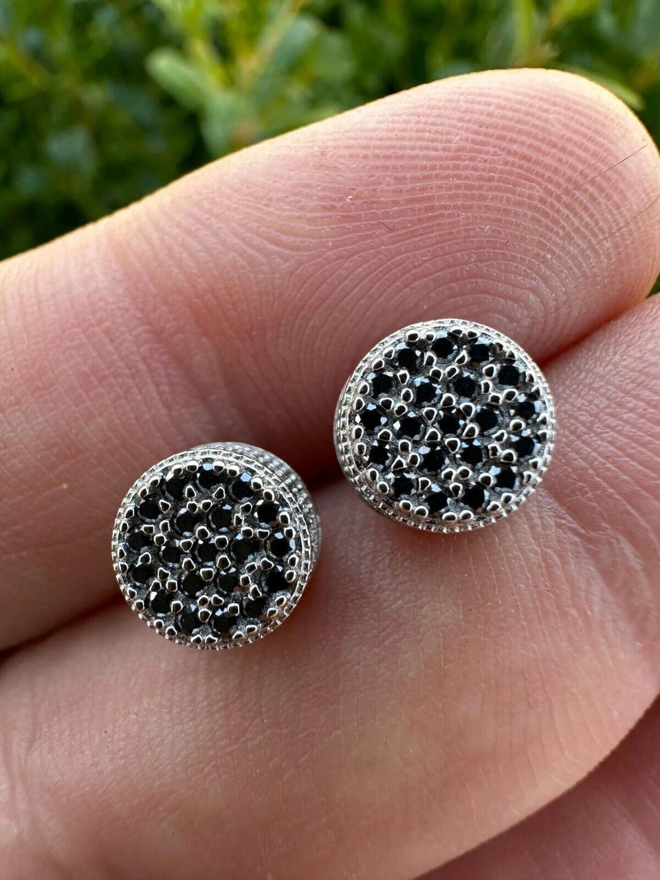 Black Moissanite 925 Silver Iced Hip Hop Earrings Small 1/3" Studs Pass Tester 10 Black Moissanite 925 Silver Iced Hip Hop Earrings Small 1/3" Studs Pass Tester - Image 8