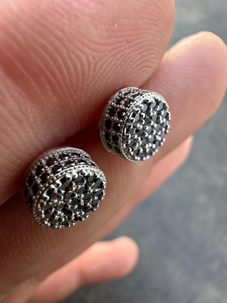 Black Moissanite 925 Silver Iced Hip Hop Earrings Small 1/3" Studs Pass Tester 19 Black Moissanite 925 Silver Iced Hip Hop Earrings Small 1/3" Studs Pass Tester - Image 17