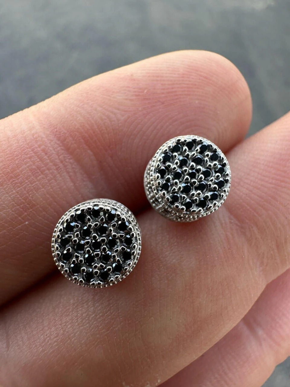 Black Moissanite 925 Silver Iced Hip Hop Earrings Small 1/3" Studs Pass Tester 16 Black Moissanite 925 Silver Iced Hip Hop Earrings Small 1/3" Studs Pass Tester - Image 14