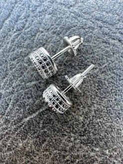 Black Moissanite 925 Silver Iced Hip Hop Earrings Small 1/3" Studs Pass Tester 23 Black Moissanite 925 Silver Iced Hip Hop Earrings Small 1/3" Studs Pass Tester -Harlem Bling Shop harlembling black moissanite 925 silver iced hip hop earrings small 13 studs pass tester 76358.1678301511