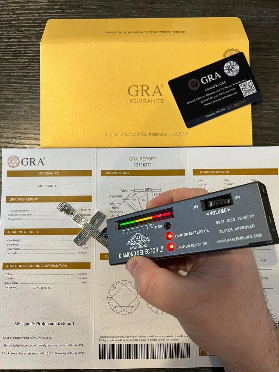 Black MOISSANITE 925 Silver Large Iced Cross Pendant 2.5CT Pass Diamond Tester 5 Black MOISSANITE 925 Silver Large Iced Cross Pendant 2.5CT Pass Diamond Tester - Image 3