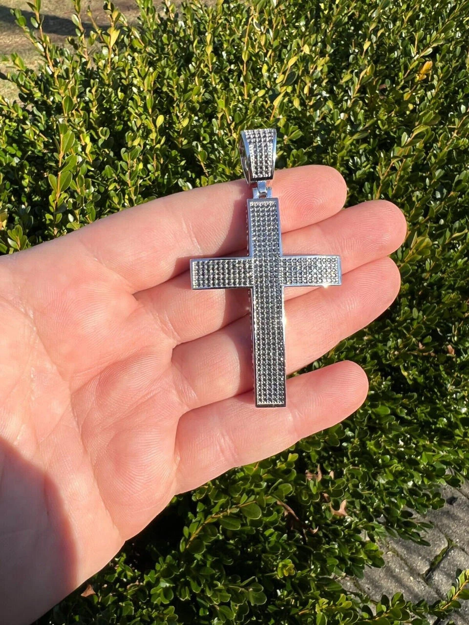 Black MOISSANITE 925 Silver Large Iced Cross Pendant 2.5CT Pass Diamond Tester 16 Black MOISSANITE 925 Silver Large Iced Cross Pendant 2.5CT Pass Diamond Tester - Image 14