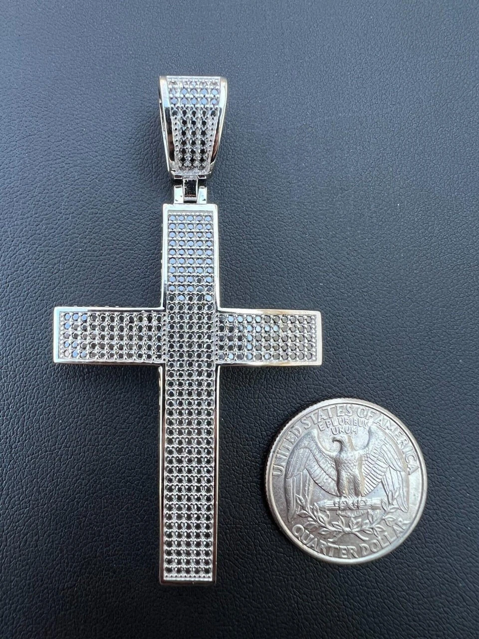 Black MOISSANITE 925 Silver Large Iced Cross Pendant 2.5CT Pass Diamond Tester 13 Black MOISSANITE 925 Silver Large Iced Cross Pendant 2.5CT Pass Diamond Tester - Image 11