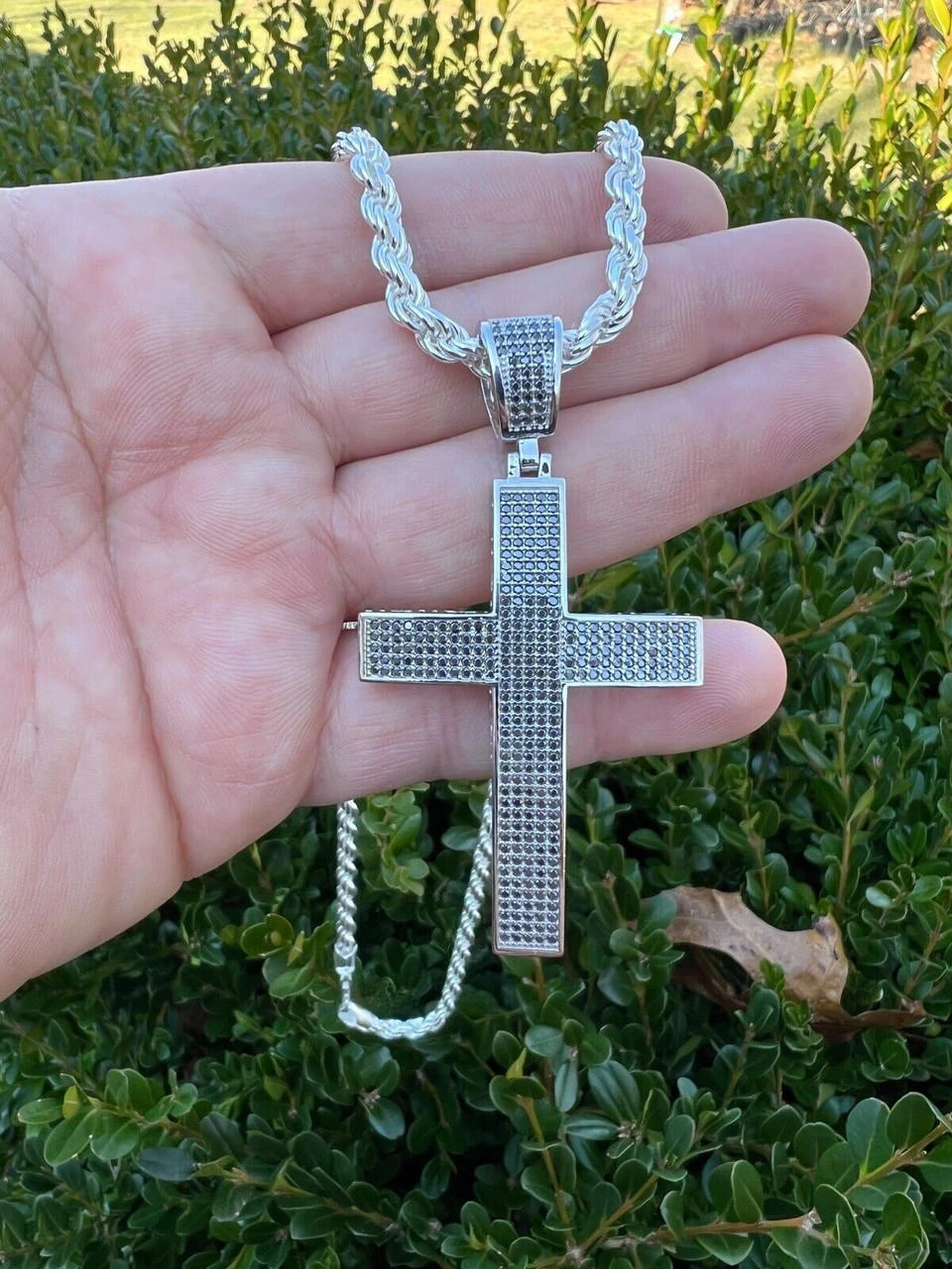 Black MOISSANITE 925 Silver Large Iced Cross Pendant 2.5CT Pass Diamond Tester 18 Black MOISSANITE 925 Silver Large Iced Cross Pendant 2.5CT Pass Diamond Tester - Image 16