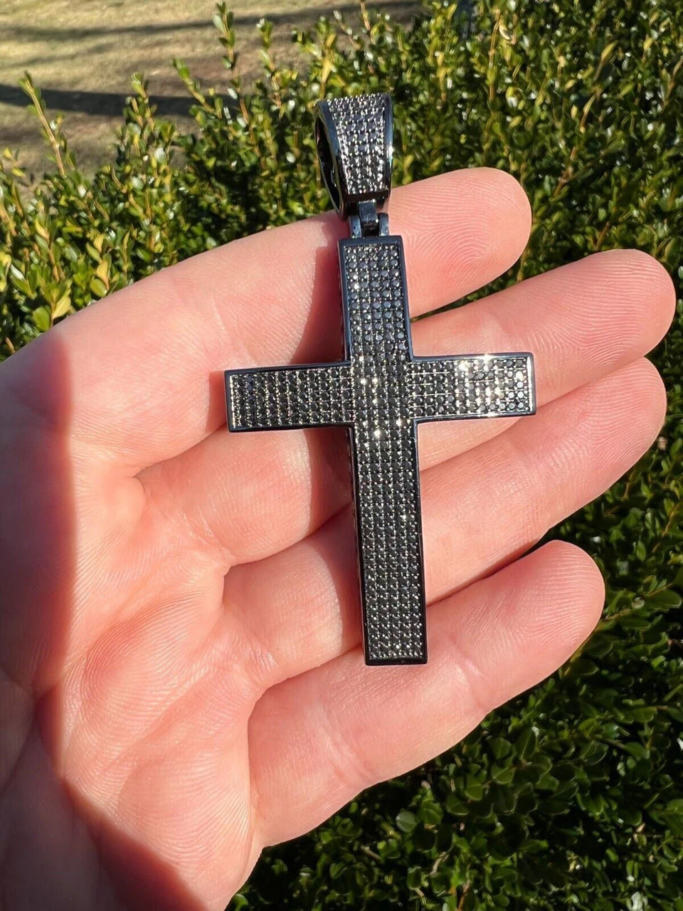 Black MOISSANITE Black Rhodium Over 925 Silver Large Iced Cross Pendant 2.5CT 20 Black MOISSANITE Black Rhodium Over 925 Silver Large Iced Cross Pendant 2.5CT - Image 18