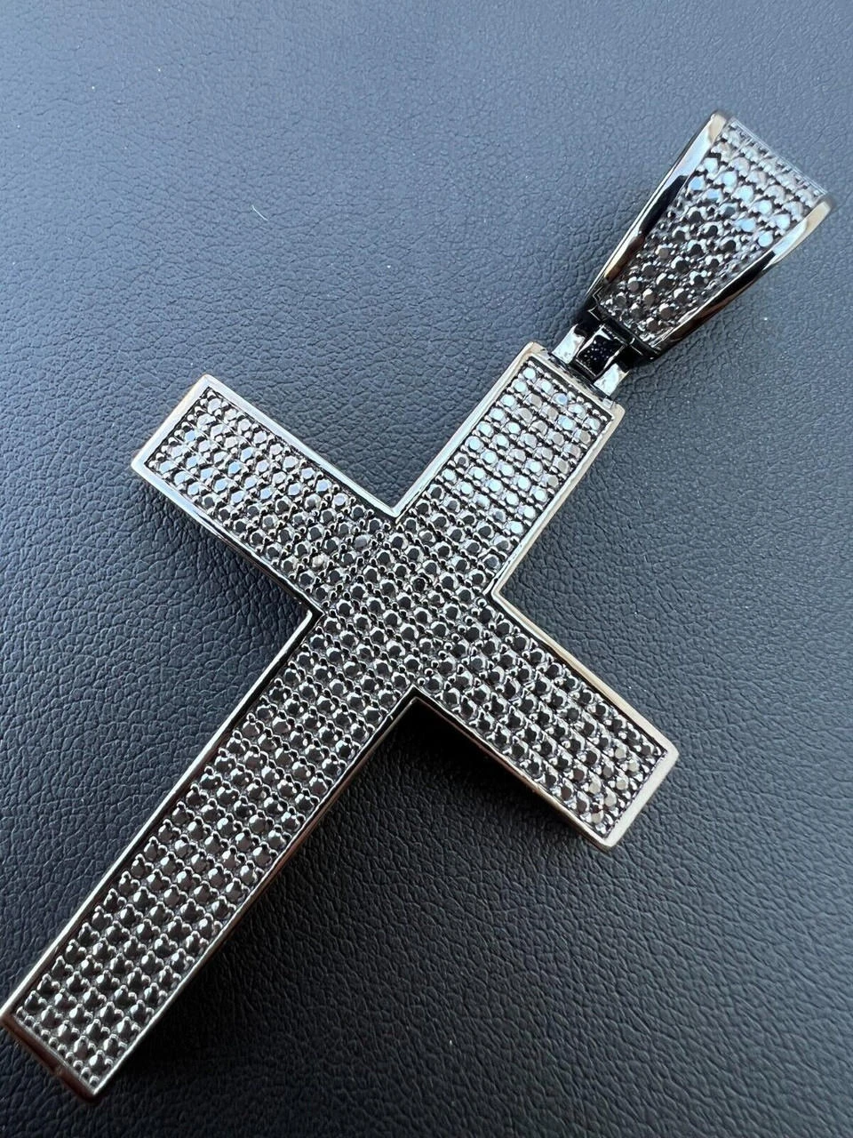 Black MOISSANITE Black Rhodium Over 925 Silver Large Iced Cross Pendant 2.5CT 10 Black MOISSANITE Black Rhodium Over 925 Silver Large Iced Cross Pendant 2.5CT - Image 8
