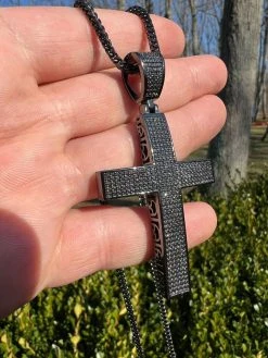 Black MOISSANITE Black Rhodium Over 925 Silver Large Iced Cross Pendant 2.5CT 30 Black MOISSANITE Black Rhodium Over 925 Silver Large Iced Cross Pendant 2.5CT -Harlem Bling Shop harlembling black moissanite black rhodium over 925 silver large iced cross pendant 2.5ct 22190.1674841657