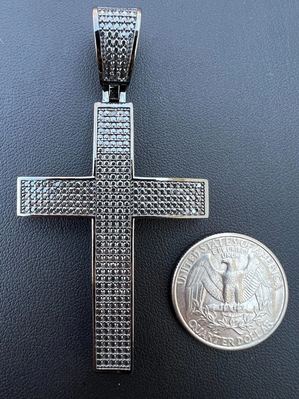 Black MOISSANITE Black Rhodium Over 925 Silver Large Iced Cross Pendant 2.5CT 21 Black MOISSANITE Black Rhodium Over 925 Silver Large Iced Cross Pendant 2.5CT - Image 19