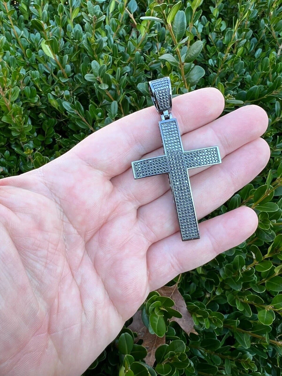 Black MOISSANITE Black Rhodium Over 925 Silver Large Iced Cross Pendant 2.5CT 17 Black MOISSANITE Black Rhodium Over 925 Silver Large Iced Cross Pendant 2.5CT - Image 15