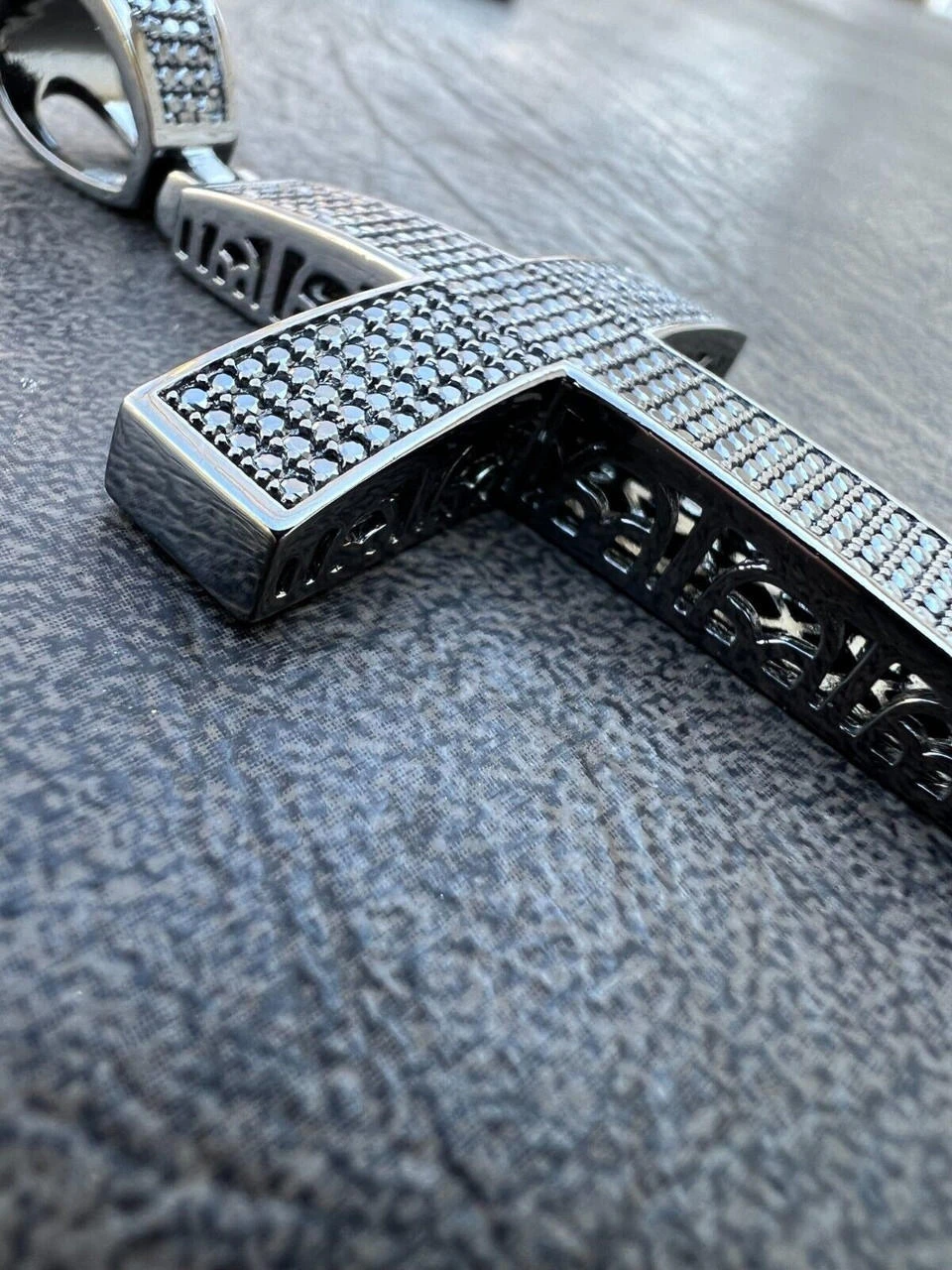 Black MOISSANITE Black Rhodium Over 925 Silver Large Iced Cross Pendant 2.5CT 13 Black MOISSANITE Black Rhodium Over 925 Silver Large Iced Cross Pendant 2.5CT - Image 11