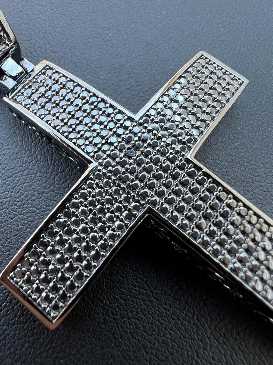 Black MOISSANITE Black Rhodium Over 925 Silver Large Iced Cross Pendant 2.5CT 7 Black MOISSANITE Black Rhodium Over 925 Silver Large Iced Cross Pendant 2.5CT - Image 5