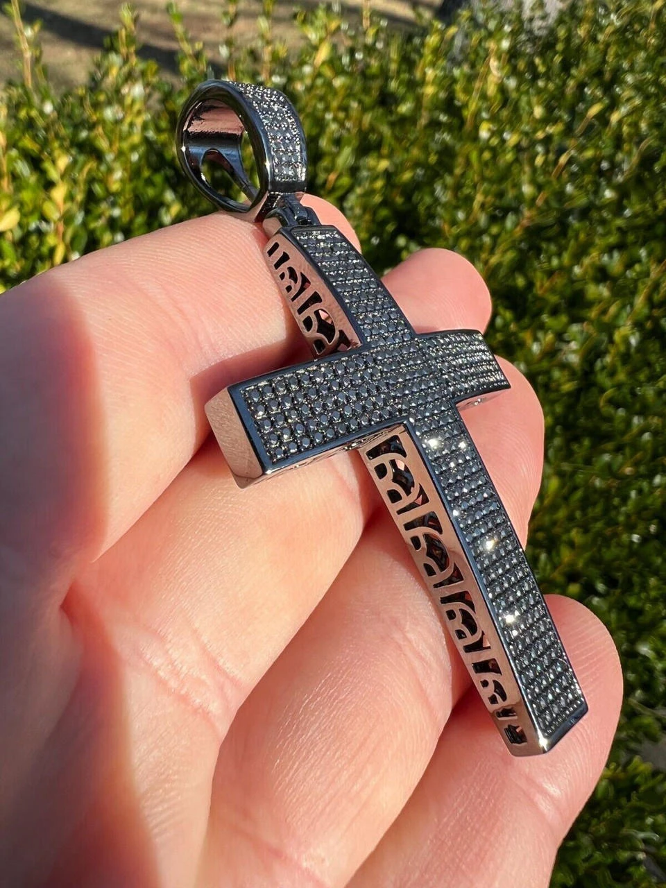 Black MOISSANITE Black Rhodium Over 925 Silver Large Iced Cross Pendant 2.5CT 18 Black MOISSANITE Black Rhodium Over 925 Silver Large Iced Cross Pendant 2.5CT - Image 16