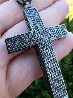 Black MOISSANITE Black Rhodium Over 925 Silver Large Iced Cross Pendant 2.5CT 35 Black MOISSANITE Black Rhodium Over 925 Silver Large Iced Cross Pendant 2.5CT -Harlem Bling Shop harlembling black moissanite black rhodium over 925 silver large iced cross pendant 2.5ct 45655.1674841612