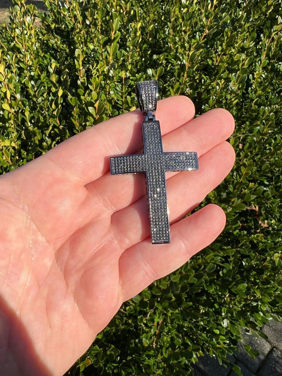 Black MOISSANITE Black Rhodium Over 925 Silver Large Iced Cross Pendant 2.5CT 12 Black MOISSANITE Black Rhodium Over 925 Silver Large Iced Cross Pendant 2.5CT - Image 10