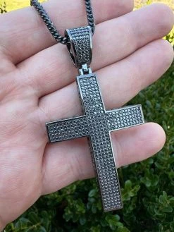 Black MOISSANITE Black Rhodium Over 925 Silver Large Iced Cross Pendant 2.5CT 27 Black MOISSANITE Black Rhodium Over 925 Silver Large Iced Cross Pendant 2.5CT -Harlem Bling Shop harlembling black moissanite black rhodium over 925 silver large iced cross pendant 2.5ct 80763.1674841746