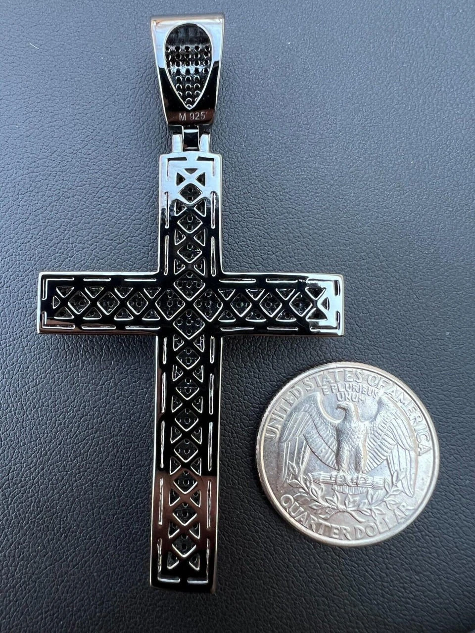 Black MOISSANITE Black Rhodium Over 925 Silver Large Iced Cross Pendant 2.5CT 19 Black MOISSANITE Black Rhodium Over 925 Silver Large Iced Cross Pendant 2.5CT - Image 17