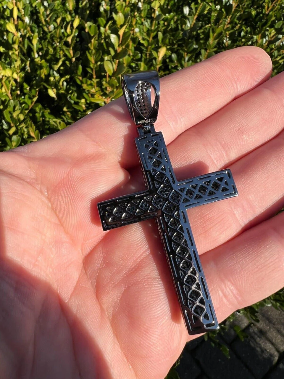 Black MOISSANITE Black Rhodium Over 925 Silver Large Iced Cross Pendant 2.5CT 14 Black MOISSANITE Black Rhodium Over 925 Silver Large Iced Cross Pendant 2.5CT - Image 12