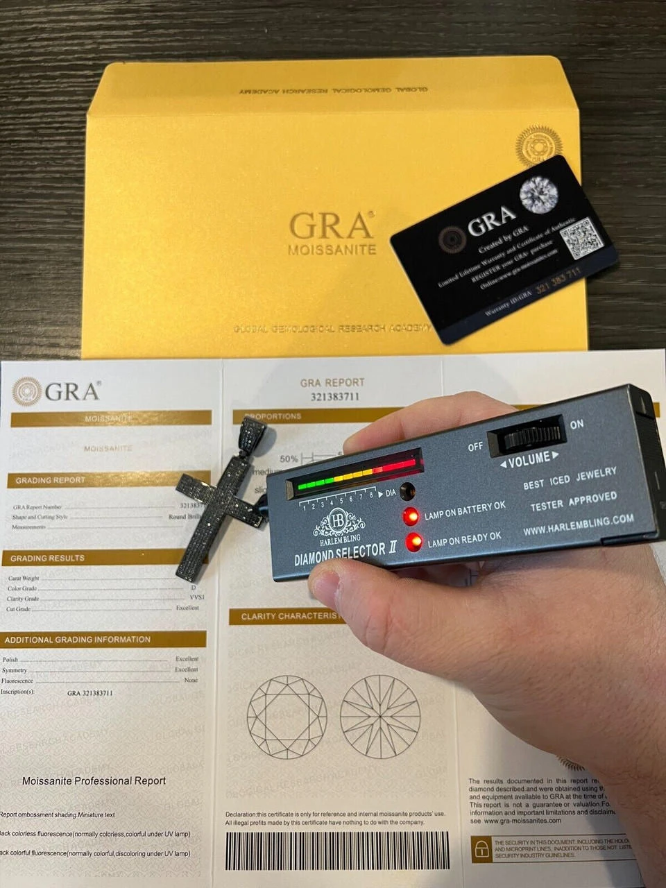 Black MOISSANITE Black Rhodium Over 925 Silver Large Iced Cross Pendant 2.5CT 6 Black MOISSANITE Black Rhodium Over 925 Silver Large Iced Cross Pendant 2.5CT - Image 4