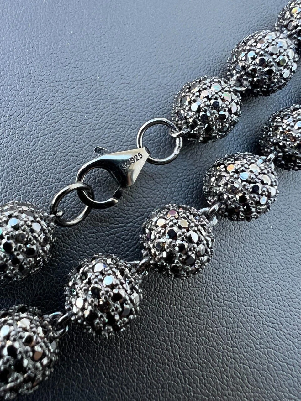 Black Moissanite Disco Ball Bracelet 4-10mm - Black Rhodium Over 925 Silver - Shambala Style 10 Black Moissanite Disco Ball Bracelet 4-10mm - Black Rhodium Over 925 Silver - Shambala Style - Image 8