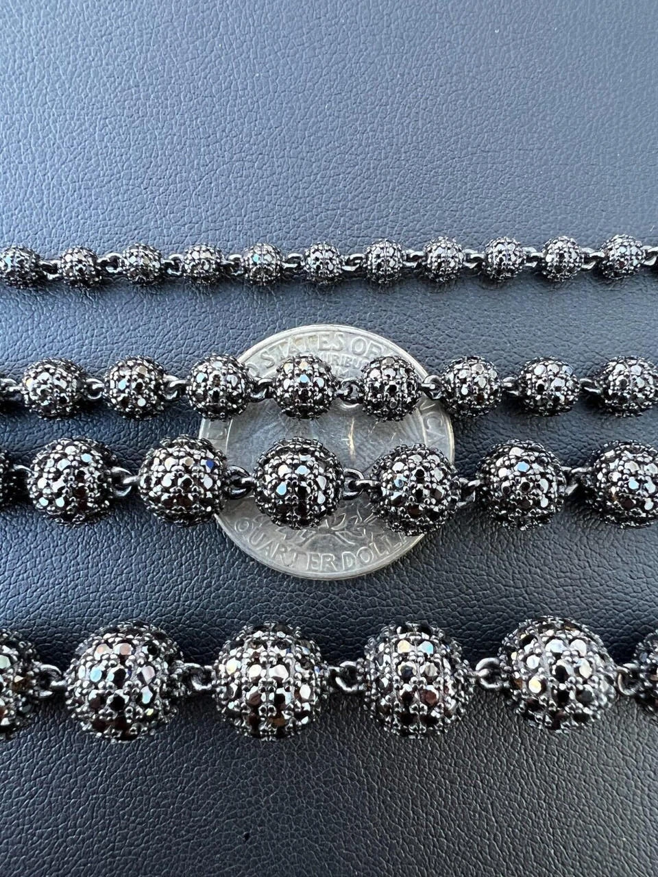 Black Moissanite Disco Ball Bracelet 4-10mm - Black Rhodium Over 925 Silver - Shambala Style 16 Black Moissanite Disco Ball Bracelet 4-10mm - Black Rhodium Over 925 Silver - Shambala Style - Image 14