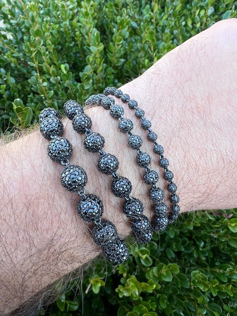 Black Moissanite Disco Ball Bracelet 4-10mm - Black Rhodium Over 925 Silver - Shambala Style 4 Black Moissanite Disco Ball Bracelet 4-10mm - Black Rhodium Over 925 Silver - Shambala Style - Image 2