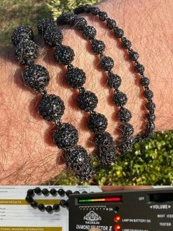 Black Moissanite Disco Ball Bracelet 4-10mm - Black Rhodium Over 925 Silver - Shambala Style