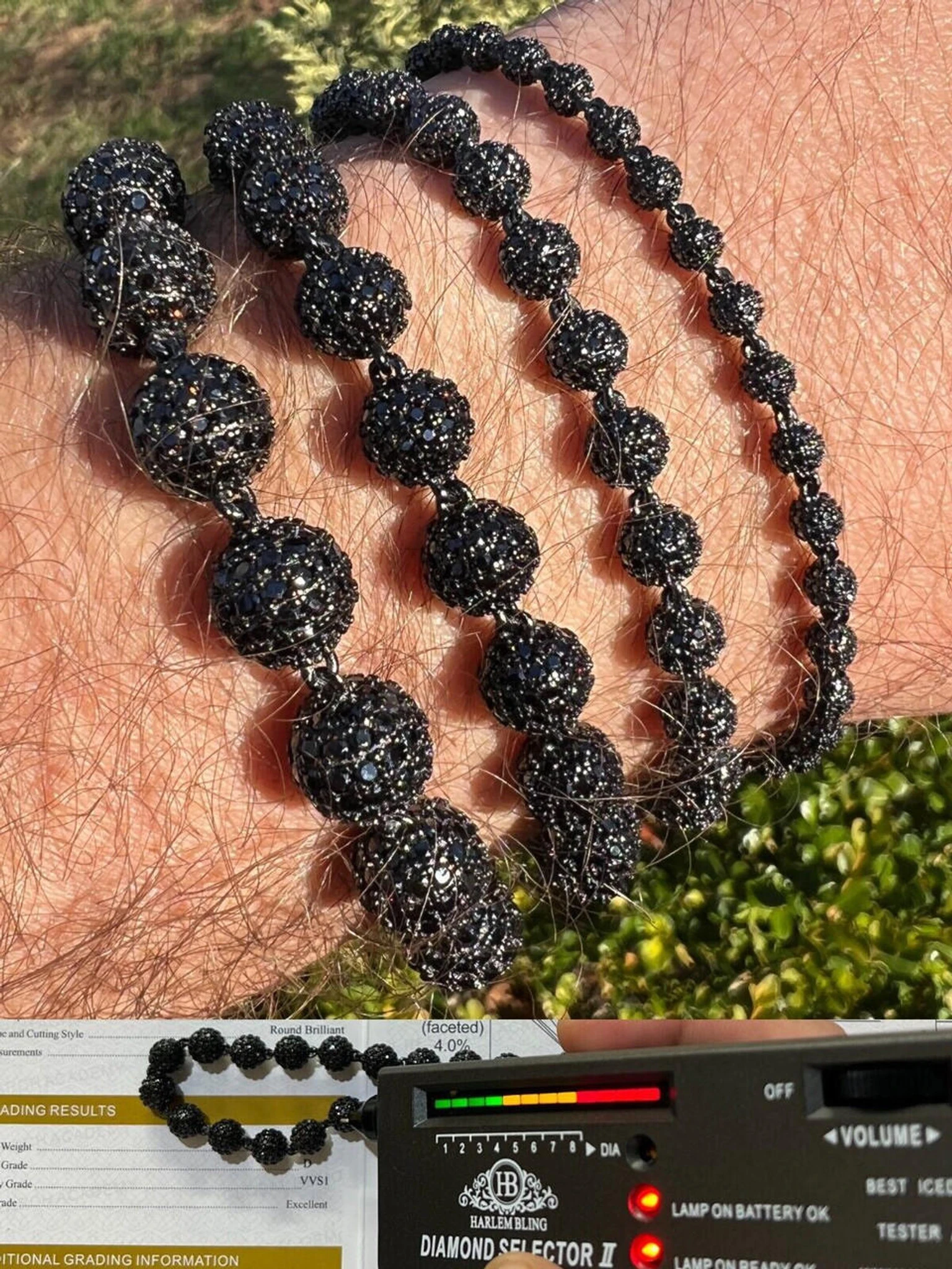 Black Moissanite Disco Ball Bracelet 4-10mm - Black Rhodium Over 925 Silver - Shambala Style 3 Black Moissanite Disco Ball Bracelet 4-10mm - Black Rhodium Over 925 Silver - Shambala Style