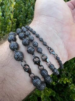 Black Moissanite Disco Ball Bracelet 4-10mm - Black Rhodium Over 925 Silver - Shambala Style 21 Black Moissanite Disco Ball Bracelet 4-10mm - Black Rhodium Over 925 Silver - Shambala Style -Harlem Bling Shop harlembling black moissanite disco ball bracelet 4 10mm black rhodium over 925 silver shambala style 76879.1671639708