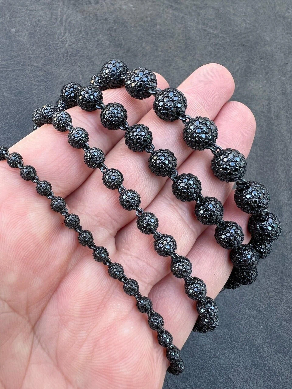 Black Moissanite Disco Ball Bracelet 4-10mm - Black Rhodium Over 925 Silver - Shambala Style 12 Black Moissanite Disco Ball Bracelet 4-10mm - Black Rhodium Over 925 Silver - Shambala Style - Image 10