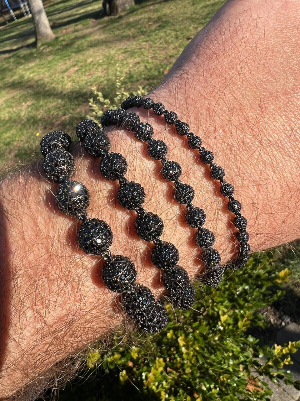 Black Moissanite Disco Ball Bracelet 4-10mm - Black Rhodium Over 925 Silver - Shambala Style 5 Black Moissanite Disco Ball Bracelet 4-10mm - Black Rhodium Over 925 Silver - Shambala Style - Image 3