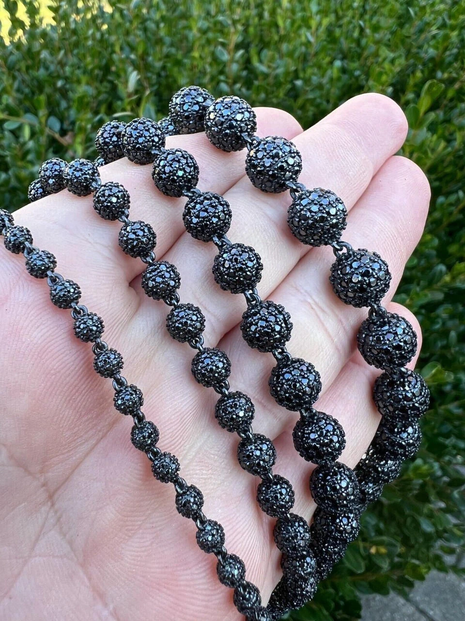 Black Moissanite Disco Ball Chain 4-10mm - Black Rhodium Over 925 Silver - Shambala Style 16 Black Moissanite Disco Ball Chain 4-10mm - Black Rhodium Over 925 Silver - Shambala Style - Image 14