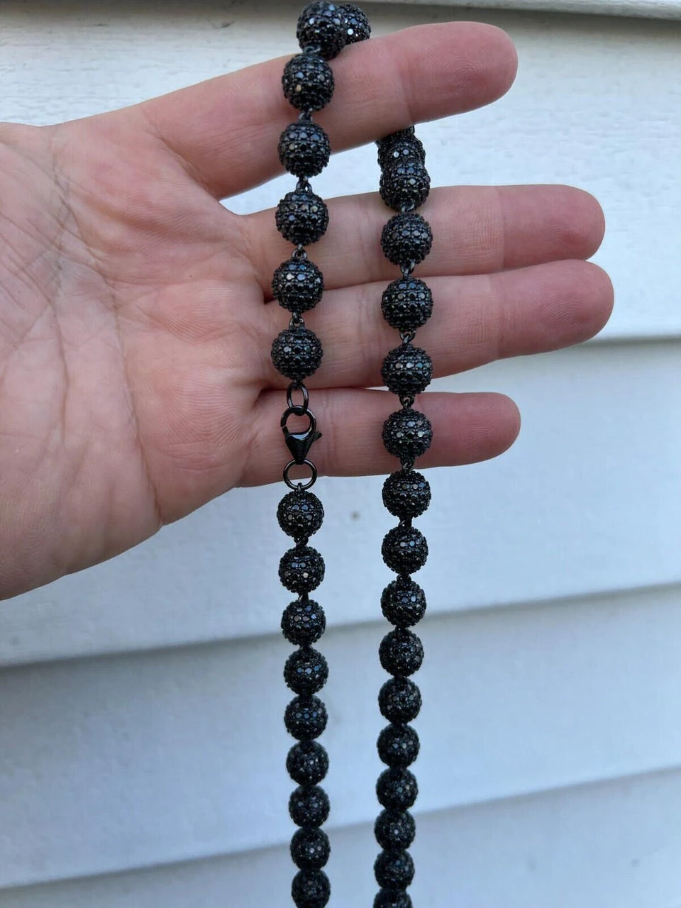 Black Moissanite Disco Ball Chain 4-10mm - Black Rhodium Over 925 Silver - Shambala Style 17 Black Moissanite Disco Ball Chain 4-10mm - Black Rhodium Over 925 Silver - Shambala Style - Image 15