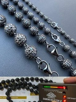 Black Moissanite Disco Ball Chain 4-10mm - Black Rhodium Over 925 Silver - Shambala Style