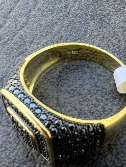 Black MOISSANITE Mens Real 14k Gold Vermeil 925 Silver Ring Pass Diamond Tester -Harlem Bling Shop harlembling black moissanite mens real 14k gold vermeil 925 silver ring pass diamond tester 39612.1675274147